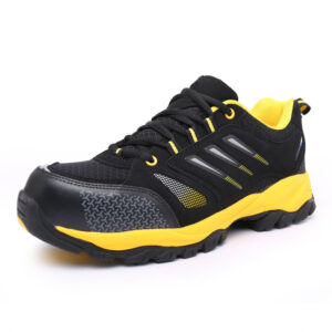 MKsafety® - MK1024 - Puntera de acero con diseño reflectante amarillo y rojo Zapatos de seguridad transpirables de verano